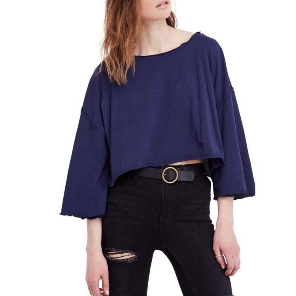 Free People Women's Bird Gang Basic T-Shirt in Moonlit Surf Size Extra Small